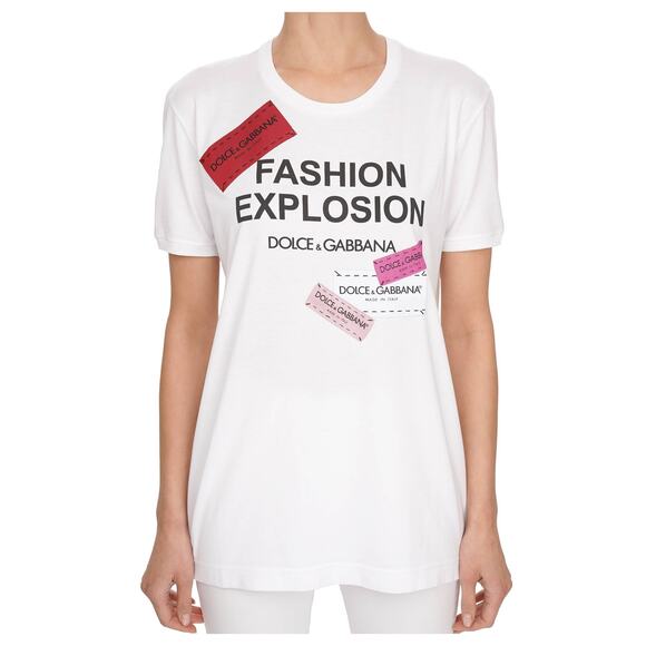 NWT Dolce & Gabbana White Fashion Explosion T-shirt IT 36 - Picture 1 of 9